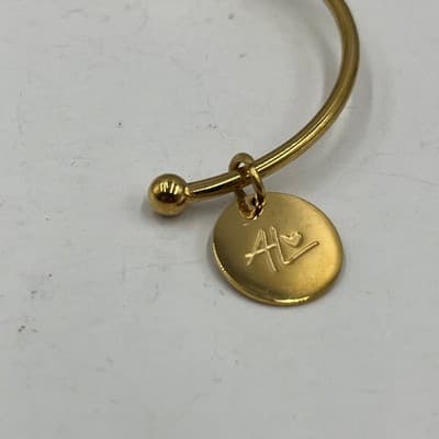Vintage Gold Tone Initial AL Charm Love Knot Cuff Bracelet - Adjustable Size - Thumbnail 3
