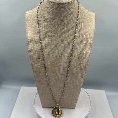 Vintage Initial A Monogram Pendant Necklace Silver Tone Chain Jewelry Accessory - Thumbnail 3