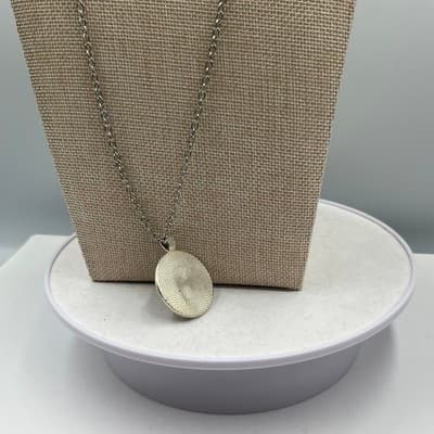 Vintage Initial A Monogram Pendant Necklace Silver Tone Chain Jewelry Accessory - Thumbnail 4