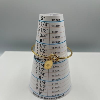 Vintage Gold Tone Initial AL Charm Love Knot Cuff Bracelet - Adjustable Size - Thumbnail 5