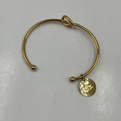 Vintage Gold Tone Initial AL Charm Love Knot Cuff Bracelet - Adjustable Size - Thumbnail 2