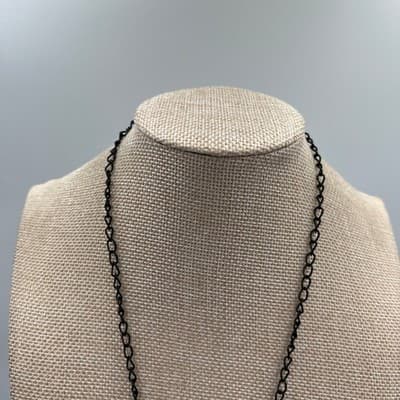 Vintage Blue Faceted Beads Tassel Necklace Gunmetal Chain Boho Statement Jewelry - Thumbnail 2