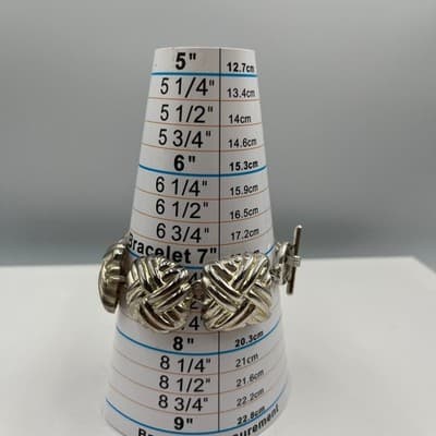 Vintage Silver Tone Woven Love Knot Link Bracelet with Toggle Clasp Classic - Thumbnail 7