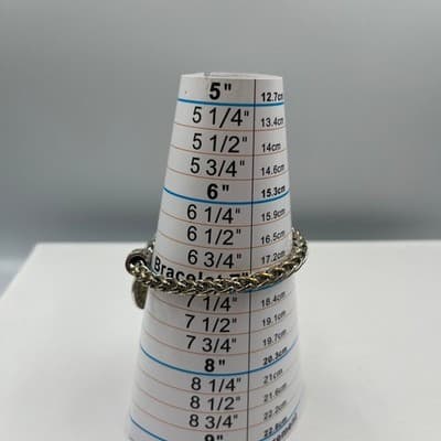VTG Memorial Sentiment Charm Bracelet Silver Tone Wheat Chain Heart Rhinestone - Thumbnail 7