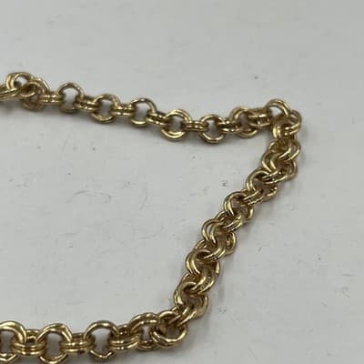 Vintage Gold Tone Double Rollo Link Chain Bracelet Large Safety Pin Punk Boho - Thumbnail 3