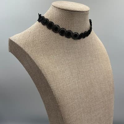 Vintage Black Floral Lace Choker Necklace Goth Victorian Boho Retro Statement - Thumbnail 3