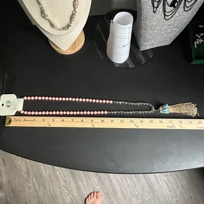 Vintage Charming Charlie Coral Bead Tassel Necklace Hypo Allergenic Blue Stone - Thumbnail 10