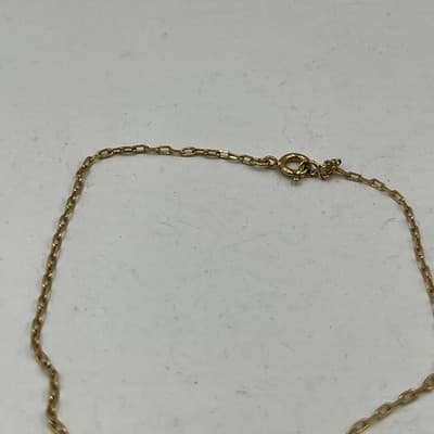 VTG Gold Tone Open Heart Charm Bracelet with Dainty Crystal Accent Spring Ring - Thumbnail 3