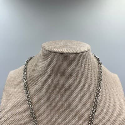 VTG Silver Tone Graduated Triple Tier Black Cabochon Statement Pendant Necklace - Thumbnail 2