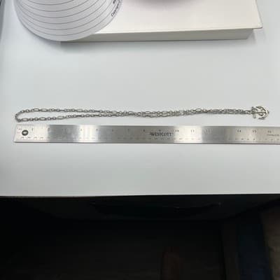 VTG Silver Tone Anchor Cross Pendant Long Textured Link Chain Necklace Nautical - Thumbnail 7
