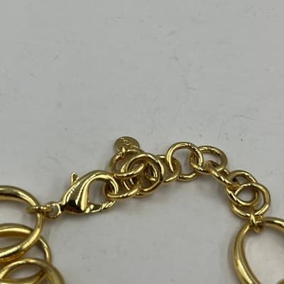 Vintage Chunky Gold Tone Oval Ring Link Bracelet 7.25" Lobster Clasp Statement - Thumbnail 2