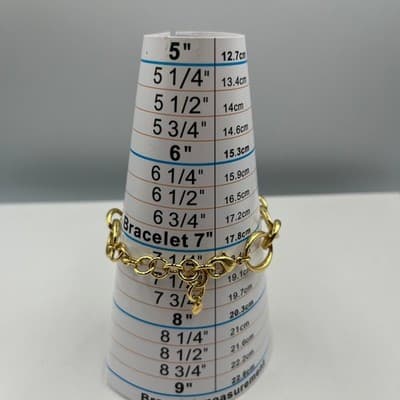 Vintage Chunky Gold Tone Oval Ring Link Bracelet 7.25" Lobster Clasp Statement - Thumbnail 5