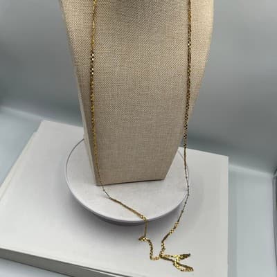 Vintage Gold Tone Textured Faceted Link Long Opera Necklace Chain 36" Statement - Thumbnail 6