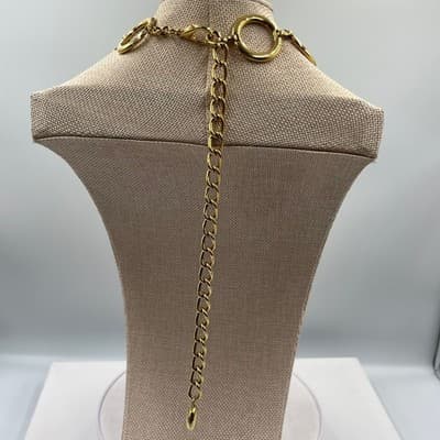 Vintage Gold Tone Bold Open Circle Link Necklace Made in Spain Statement Runway - Thumbnail 7