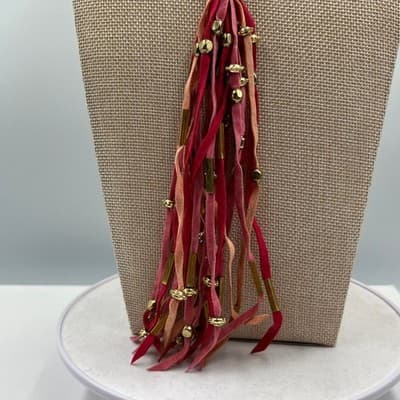 MIA Collection Boho Pink Suede Fringe Tassel Statement Necklace Gold Tone Accent - Thumbnail 4