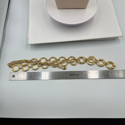 Vintage Gold Tone Bold Open Circle Link Necklace Made in Spain Statement Runway - Thumbnail 8