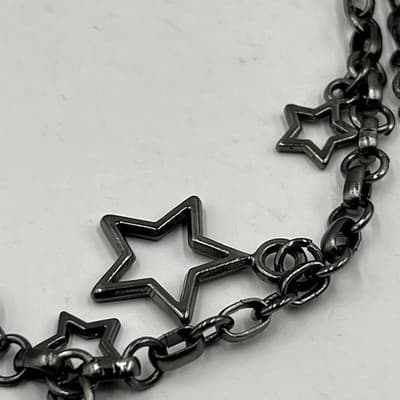 Vintage Gunmetal Star Charm Bracelet - Dark Grey Chain - Celestial Jewelry Adj.. - Thumbnail 3