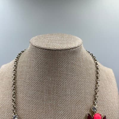 Vintage Statement Cluster Bib Necklace Pink Orange Purple Stones Gold Tone Boho - Thumbnail 2