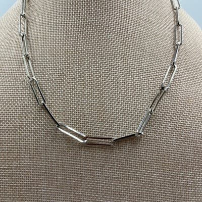 VTG SUGARFIX by BaubleBar Silver Tone Paperclip Link Chain Necklace Minimalist - Thumbnail 4
