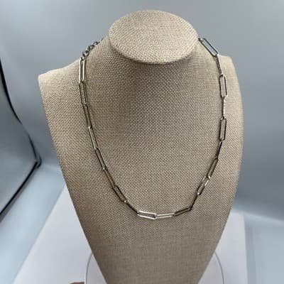 VTG SUGARFIX by BaubleBar Silver Tone Paperclip Link Chain Necklace Minimalist - Thumbnail 6