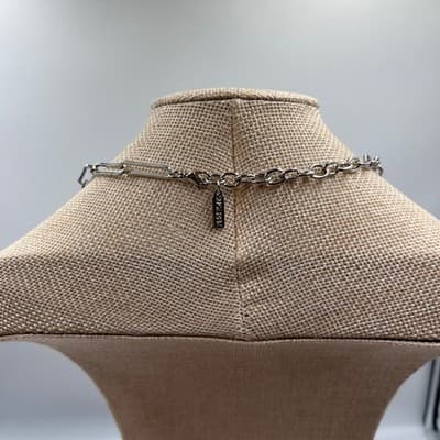 VTG SUGARFIX by BaubleBar Silver Tone Paperclip Link Chain Necklace Minimalist - Thumbnail 7