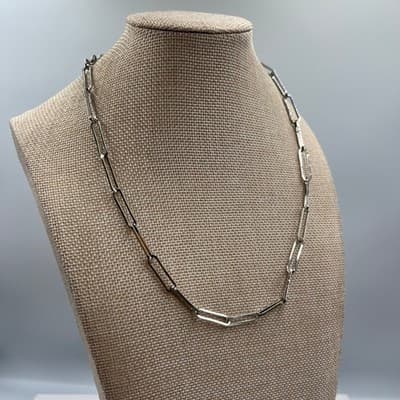 VTG SUGARFIX by BaubleBar Silver Tone Paperclip Link Chain Necklace Minimalist - Thumbnail 5