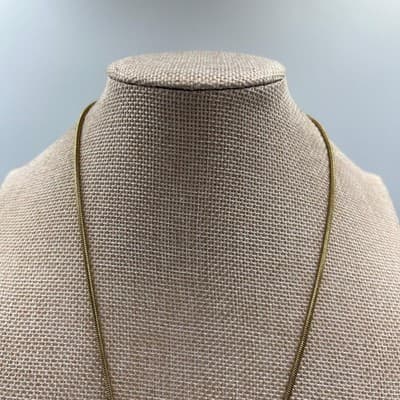 Laura Scott Gold Tone Snake Chain Necklace Green Maroon Enamel Floral Pendant - Thumbnail 3