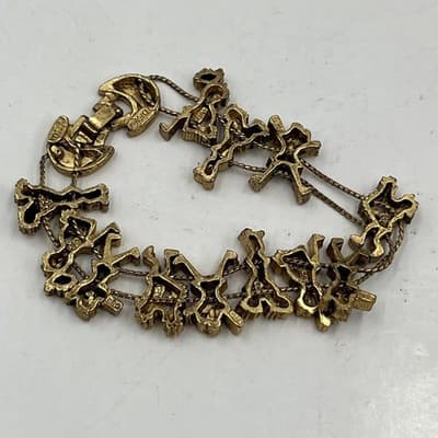 Vintage Gold Tone Cheerleader Charm Bracelet - Novelty Sports Jewelry - 7 Inch - Thumbnail 4