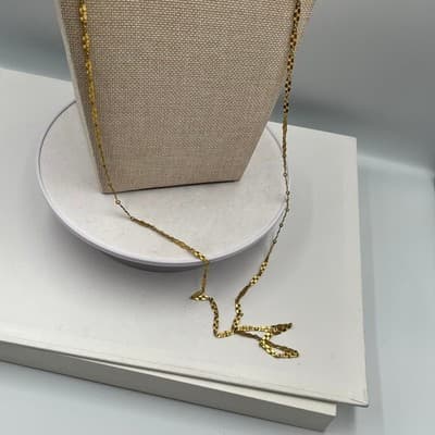 Vintage Gold Tone Textured Faceted Link Long Opera Necklace Chain 36" Statement - Thumbnail 5