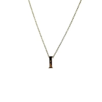 Vintage Gold Initial I Pendant Necklace Silver Dainty Letter Charm - Thumbnail 2