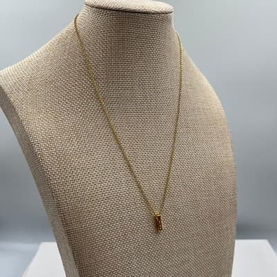 Vintage Gold Initial I Pendant Necklace Silver Dainty Letter Charm - Thumbnail 6