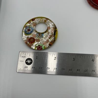 Vintage Murano Millefiori Glass Pendant Set 3pc Italian Style Art Glass Jewelry - Thumbnail 6