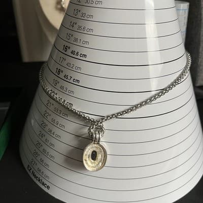 Vintage Silver Tone Wheat Chain Necklace Blue Glass Pendant Two-Tone Rope Accent - Thumbnail 6