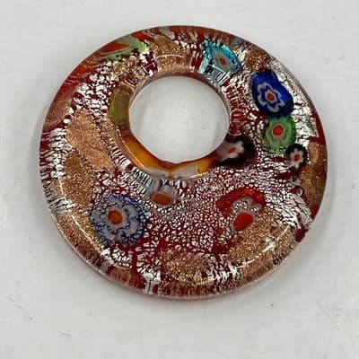 Vintage Murano Millefiori Glass Pendant Set 3pc Italian Style Art Glass Jewelry - Thumbnail 4