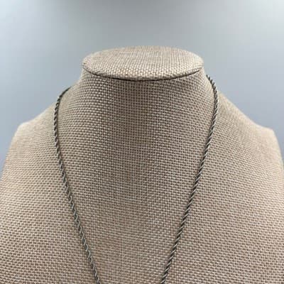 Vintage Green Mosaic Teardrop Pendant Necklace Silver Tone Rope Chain Boho Art - Thumbnail 3