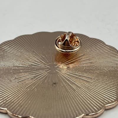 VTG It's My Birthday Enamel Pin Rose Gold Tone Peach Pink Scalloped Edge Brooch - Thumbnail 5