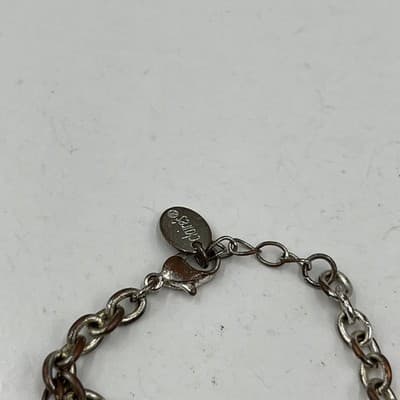 Claire's Eiffel Tower Charm Bracelet Silver Tone Multi-Color Pink Teal Paris 7" - Thumbnail 2