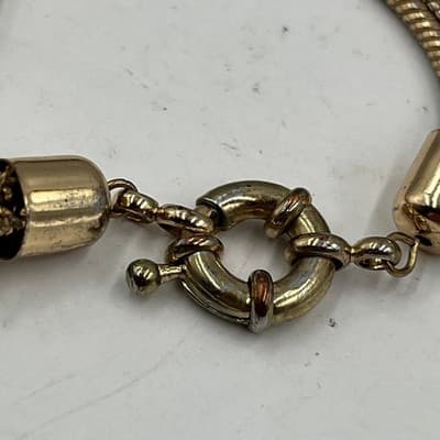 Vintage Gold Tone Multi Strand Snake Chain Bracelet Triple Tube Slide Statement - Thumbnail 5