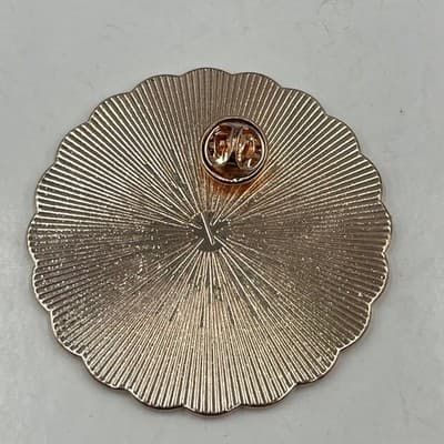 VTG It's My Birthday Enamel Pin Rose Gold Tone Peach Pink Scalloped Edge Brooch - Thumbnail 4