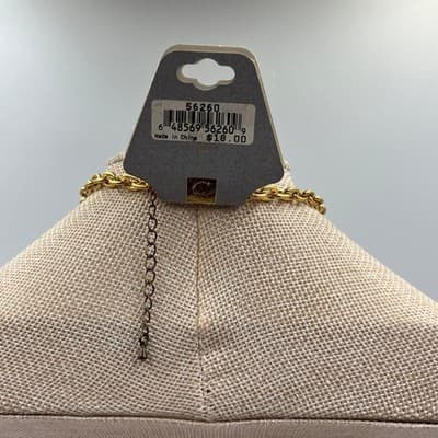 Worthington Bold Collection Statement Necklace Gold Tone Peach Mottled Stone New - Thumbnail 7