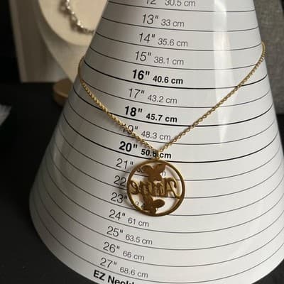 VTG Personalized Gold Anne Name Necklace Butterfly Circle Pendant Custom Jewelry - Thumbnail 7