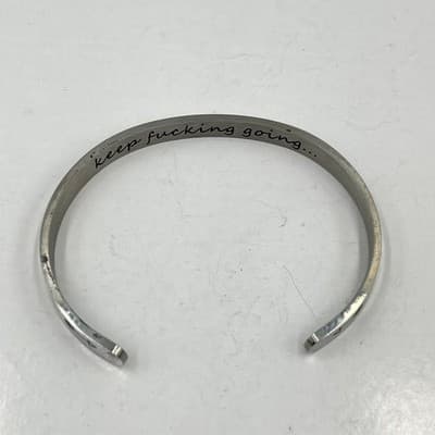 Inspirational Cuff Bracelet "Keep F*cking Going..." Stamped Metal Mantra Bangle - Thumbnail 6