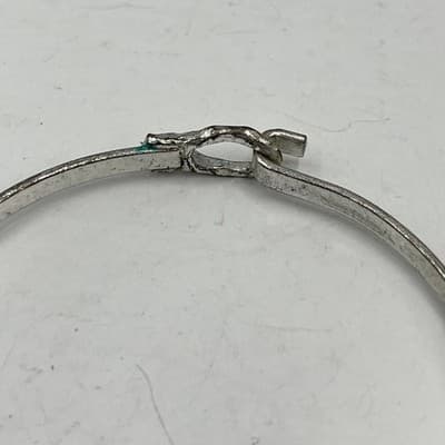Vintage Artisan Hammered Silver Bangle Bracelet Wire Wrapped Boho Bead Statement - Thumbnail 3