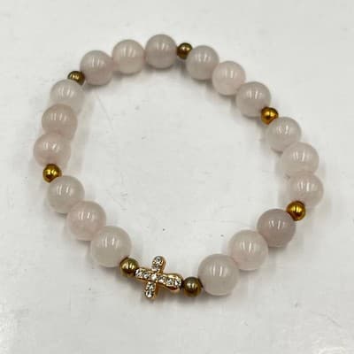 VTG Natural Stone Stretch Bracelet Set Boho Amazonite Rose Quartz Howlite 4pc - Thumbnail 4