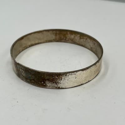 VTG Silver Tone Flat Band Bangle Bracelet Classic Stackable Minimalist Jewelry - Thumbnail 3