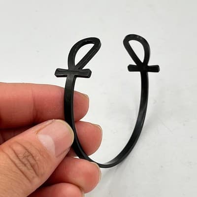 Cuff Bracelet Vintage Black Matte Ankh Cross Egyptian Symbol Key of Life - Thumbnail 5