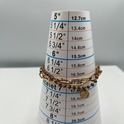 Vintage Gold Tone Double Layer Bracelet - Paperclip & Ball Chain - "LOVE" Charm - Thumbnail 4