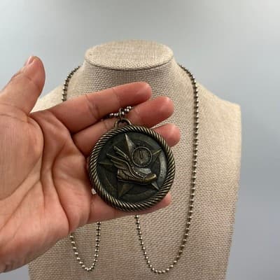 VTG Bronze Winged Foot Running Shoe Medal Pendant Necklace Track Field Jewelry - Thumbnail 5