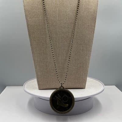 VTG Bronze Winged Foot Running Shoe Medal Pendant Necklace Track Field Jewelry - Thumbnail 2