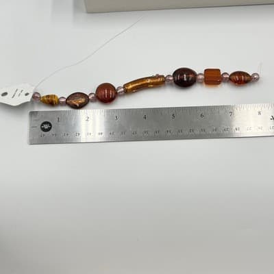 Artisan Handcrafted Glass Jewelry Set Green Cactus Earrings Amber Beads Necklace - Thumbnail 9